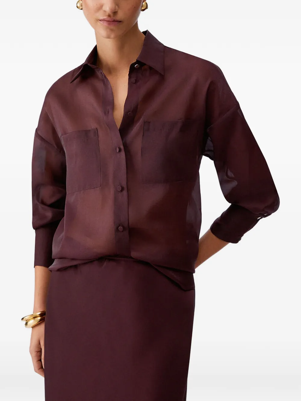 LIU JO pocket collared shirt - Marrone