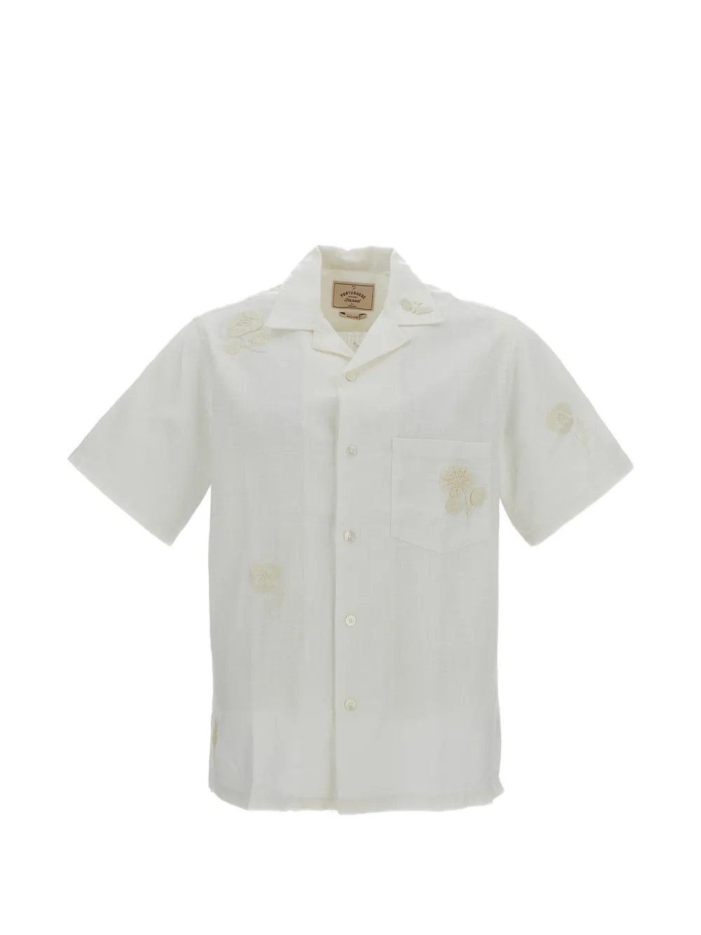 Portuguese Flannel embroidery camp collar shirt - Bianco