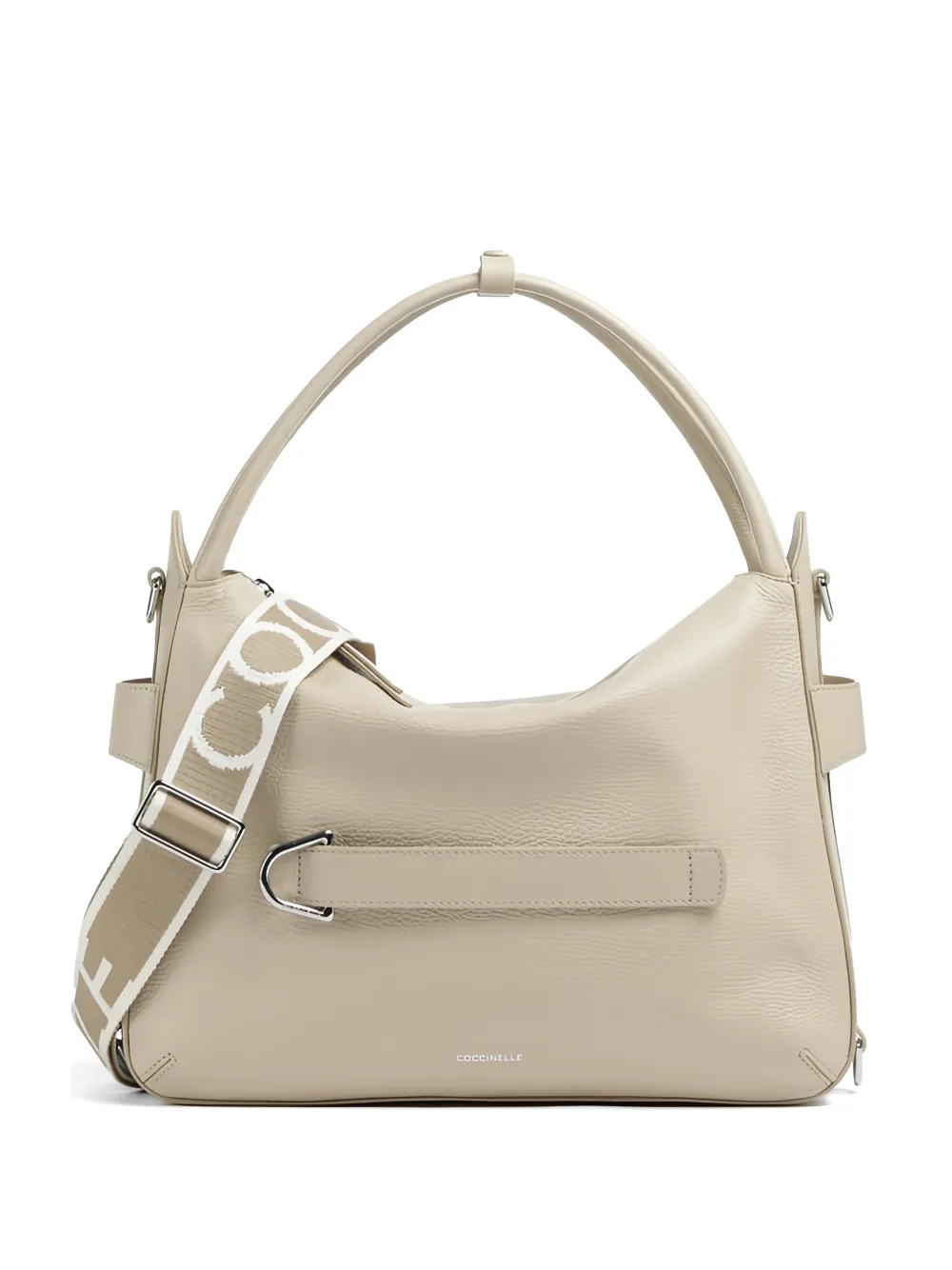 Coccinelle ribbon leather tote bag - Toni neutri