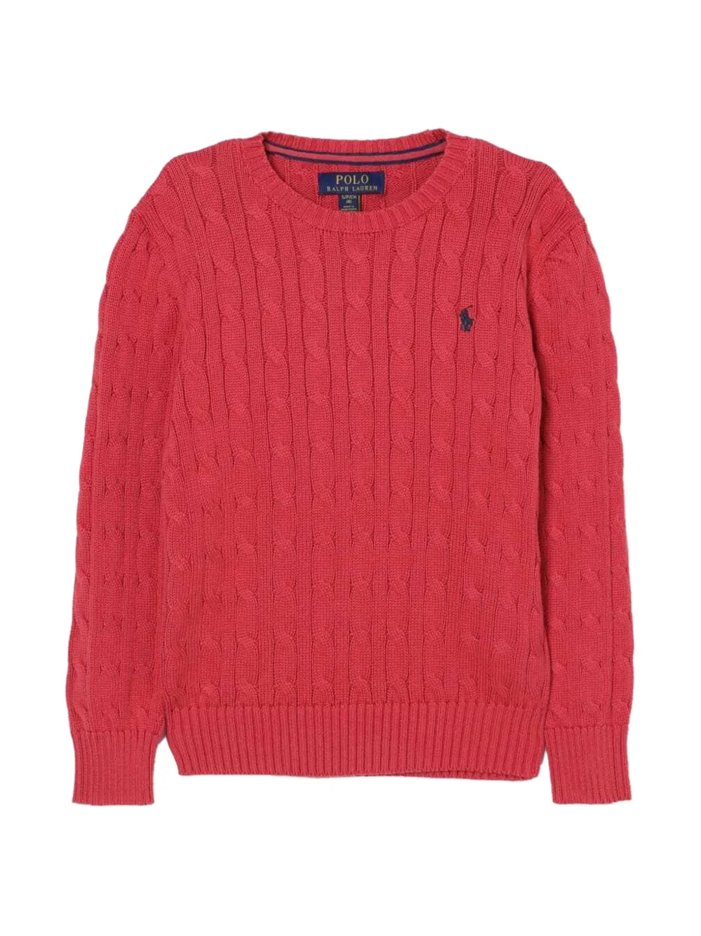 POLO RALPH LAUREN KIDS crewneck cable-knit cotton sweater - Rosso