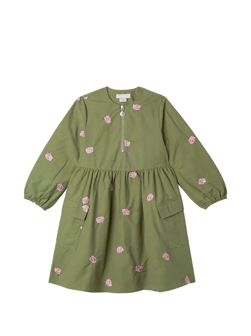 Stella McCartney Kids floral-embroidered dress - Verde