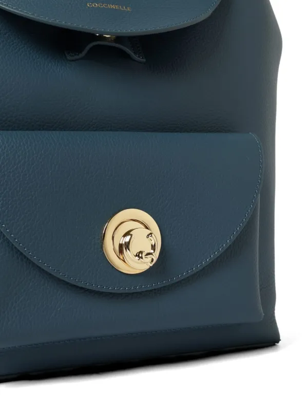 coccinelle leather backpack Nero Women's the distinctive flap closure with plectrum is the symbol of Coccinelles identity Coccinelle Brown Leather Women Backpack