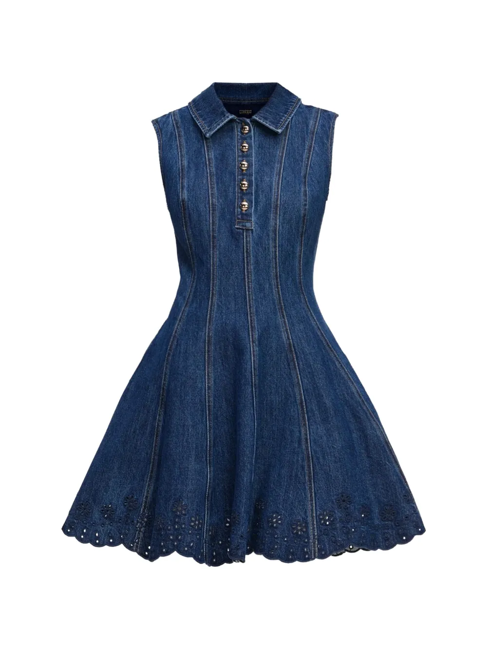 Self-Portrait collared a-line dress - Blu