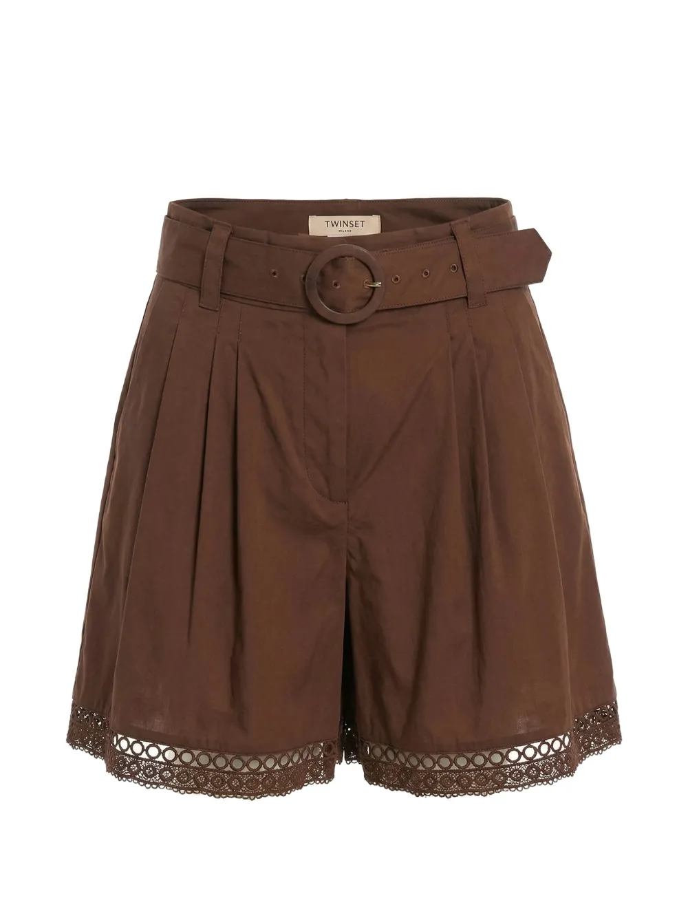 TWINSET belt lace shorts - Marrone