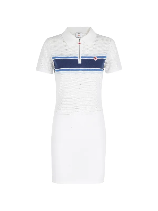 Casablanca Perforated Striped Dress in White