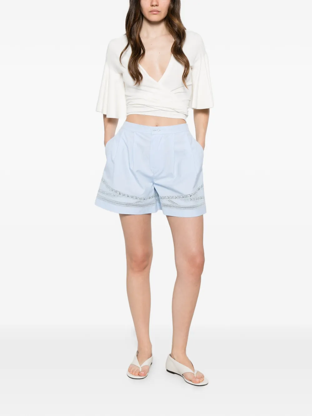 Ermanno Scervino Shorts met kant Blauw