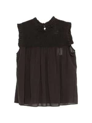 GANNI コントラストステッチ ブラウス | ブラック | FARFETCH JP