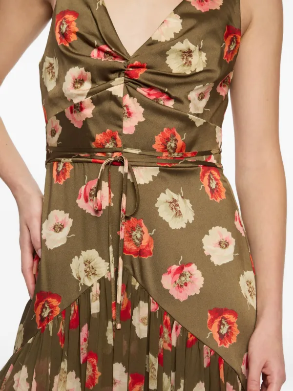 Cinq A Sept Twisted Floral Dress | Green | FARFETCH KW
