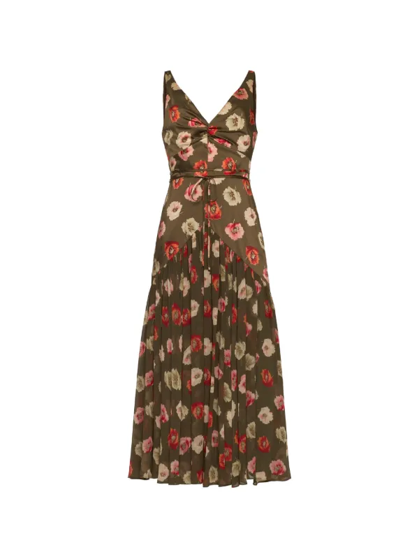 cinq a sept green floral dress Floral Print Long Dress w/ Tags