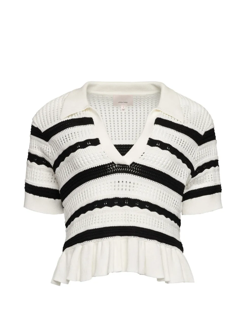 Cinq A Sept Elvire striped-ruffled top - Bianco