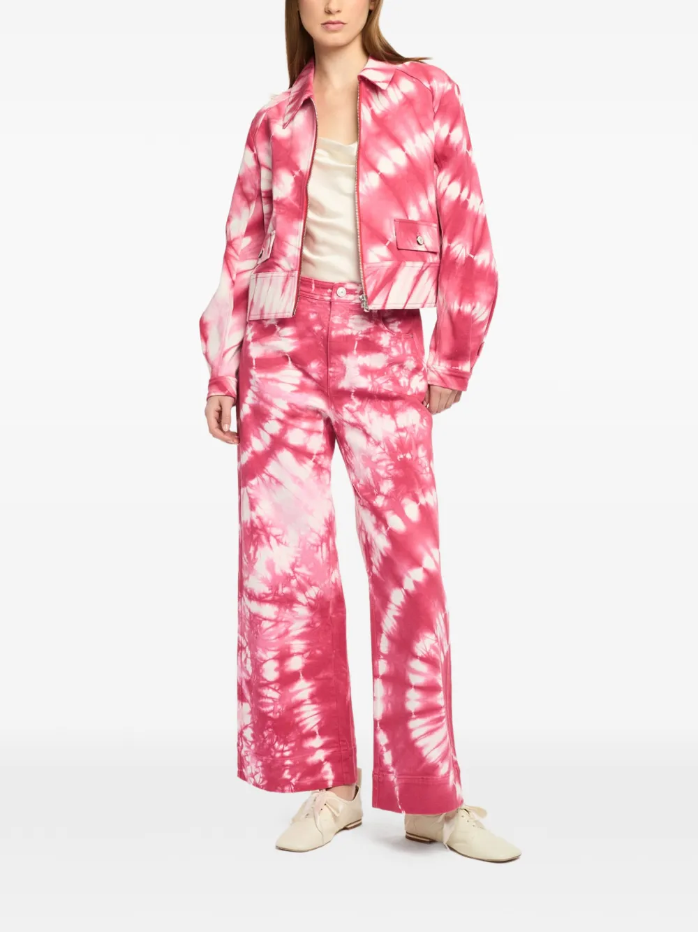 Cinq A Sept Betsy jeans met tie-dye print Roze