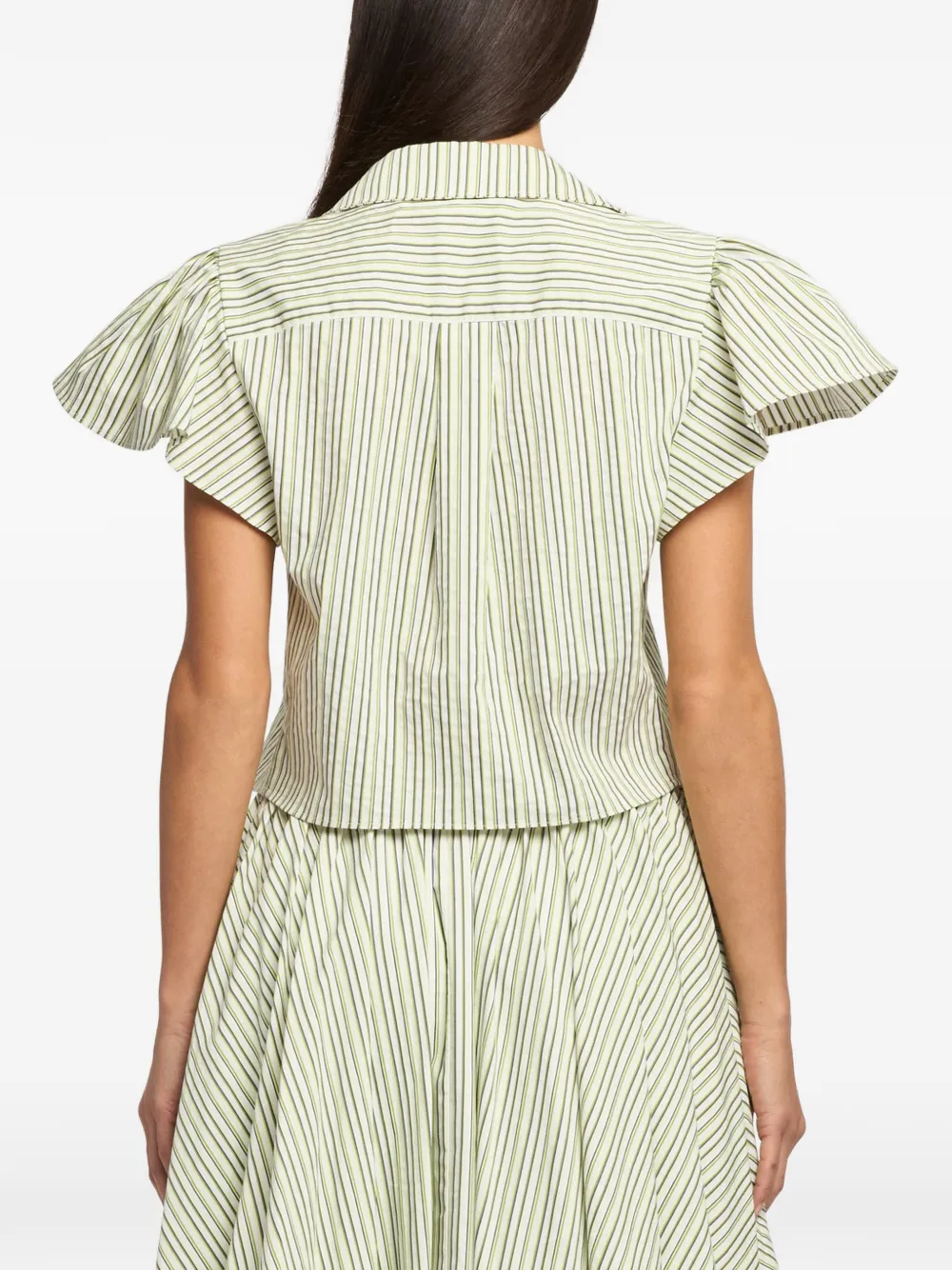 Cinq A Sept Gestreepte blouse met fladdermouwen Wit