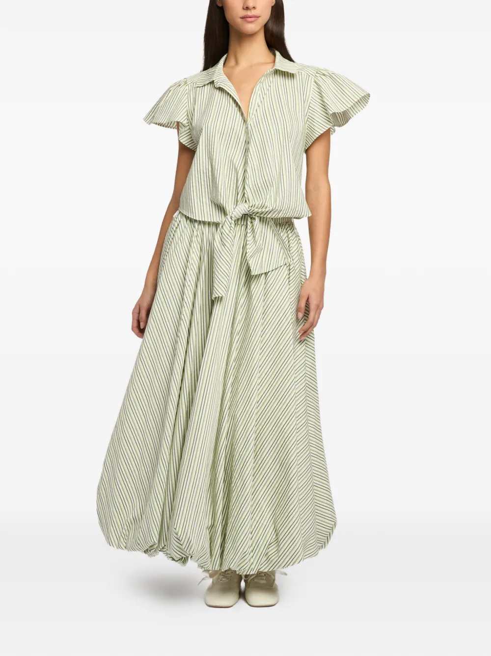 Cinq A Sept Gestreepte blouse met fladdermouwen Wit