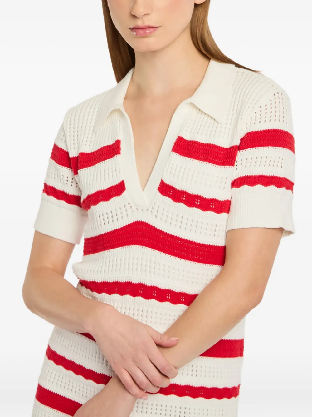 Cinq A Sept Gestreepte polojurk Wit