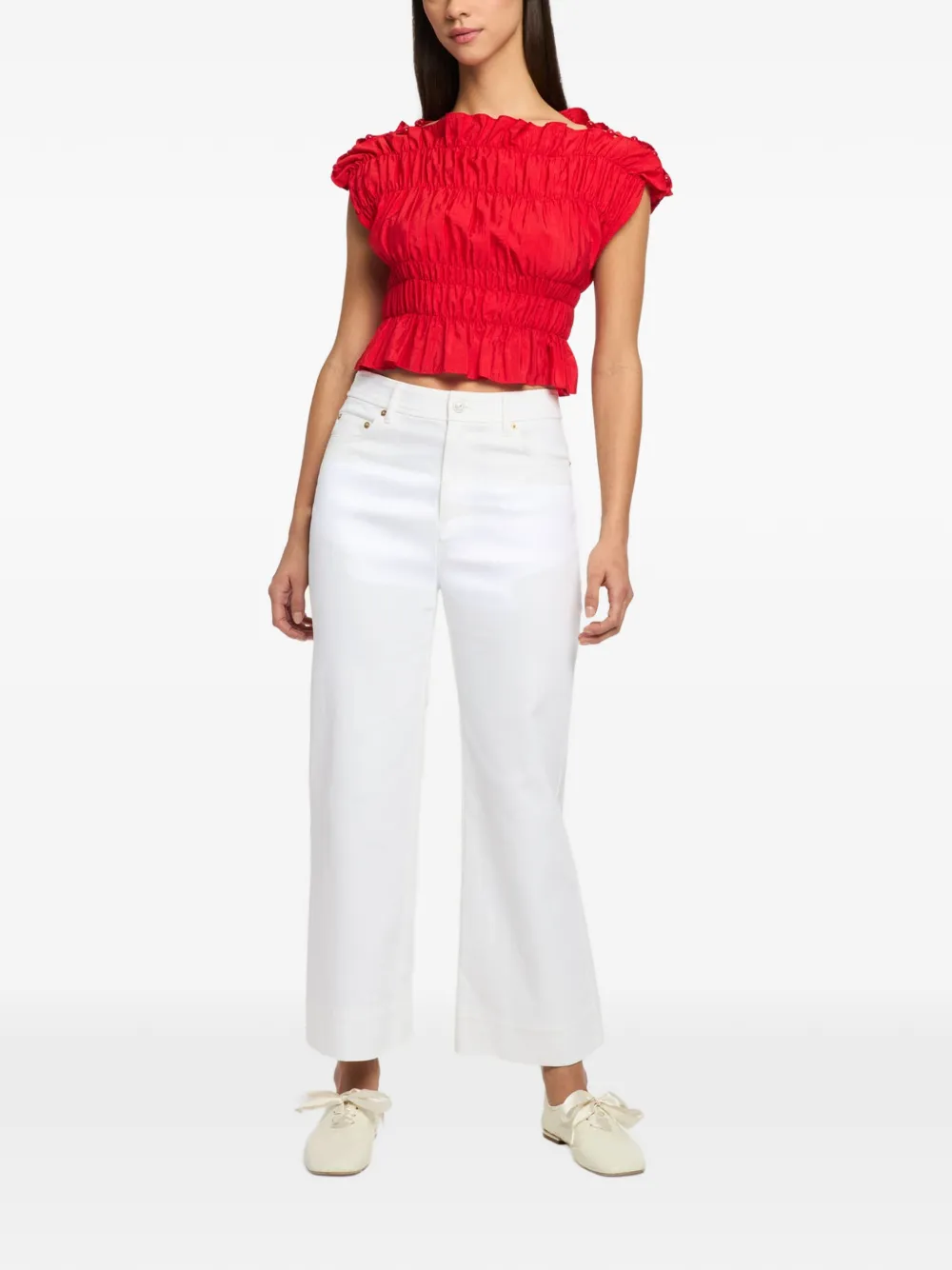 Cinq A Sept Evalina top met ruches Rood