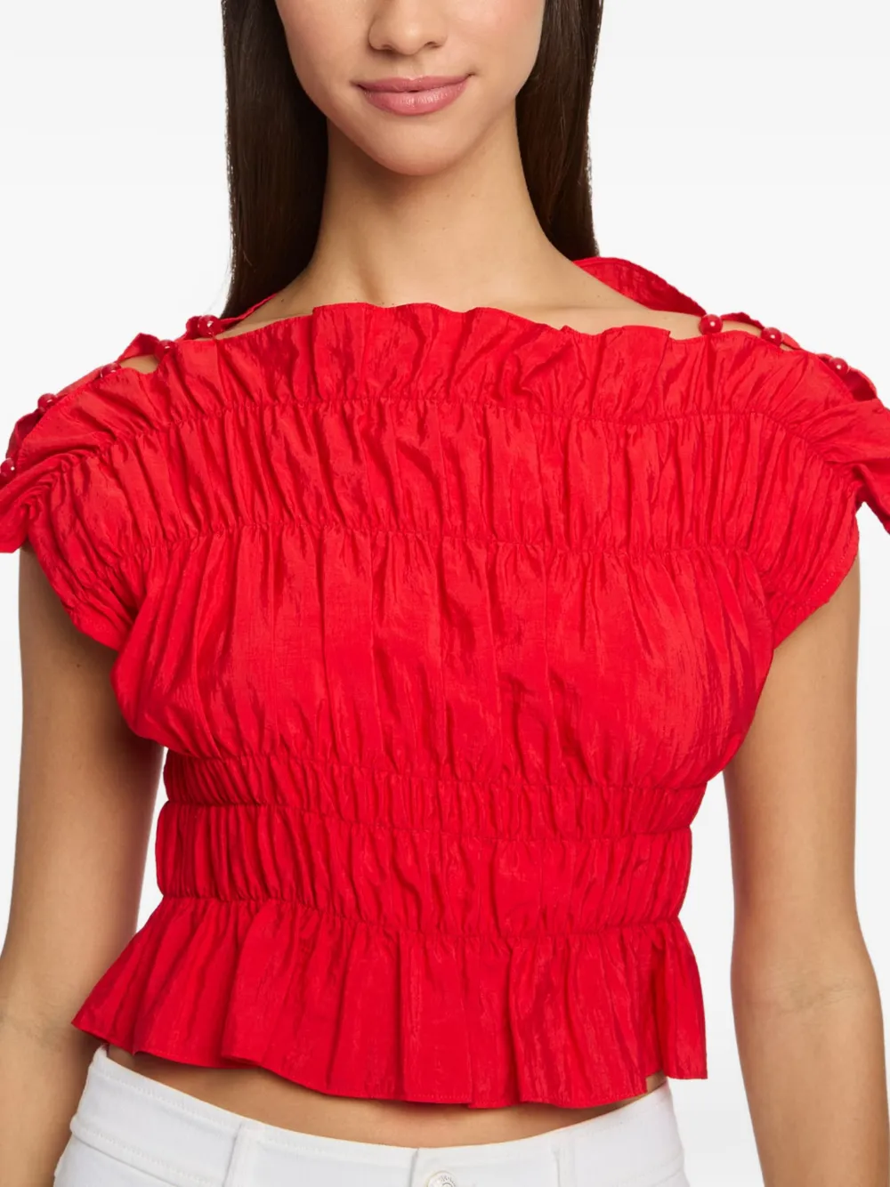 Cinq A Sept Evalina top met ruches Rood