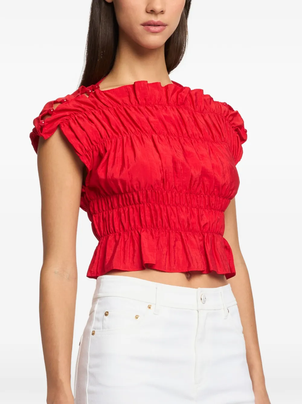 Cinq A Sept Evalina top met ruches Rood