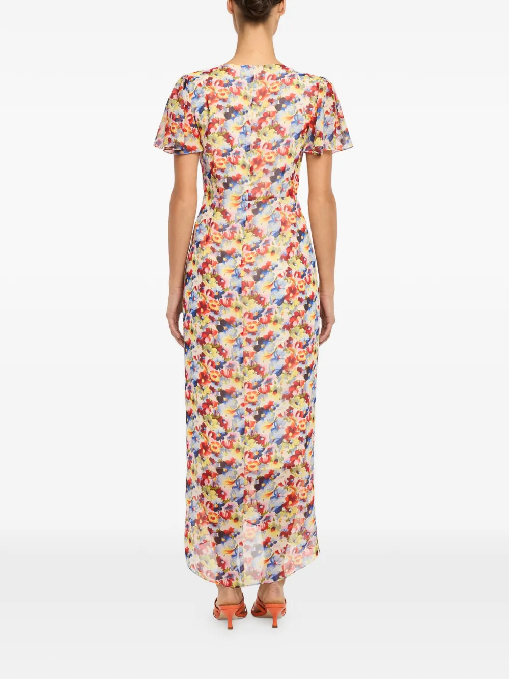 Cinq A Sept Jurk met bloemenprint en V-hals Rood