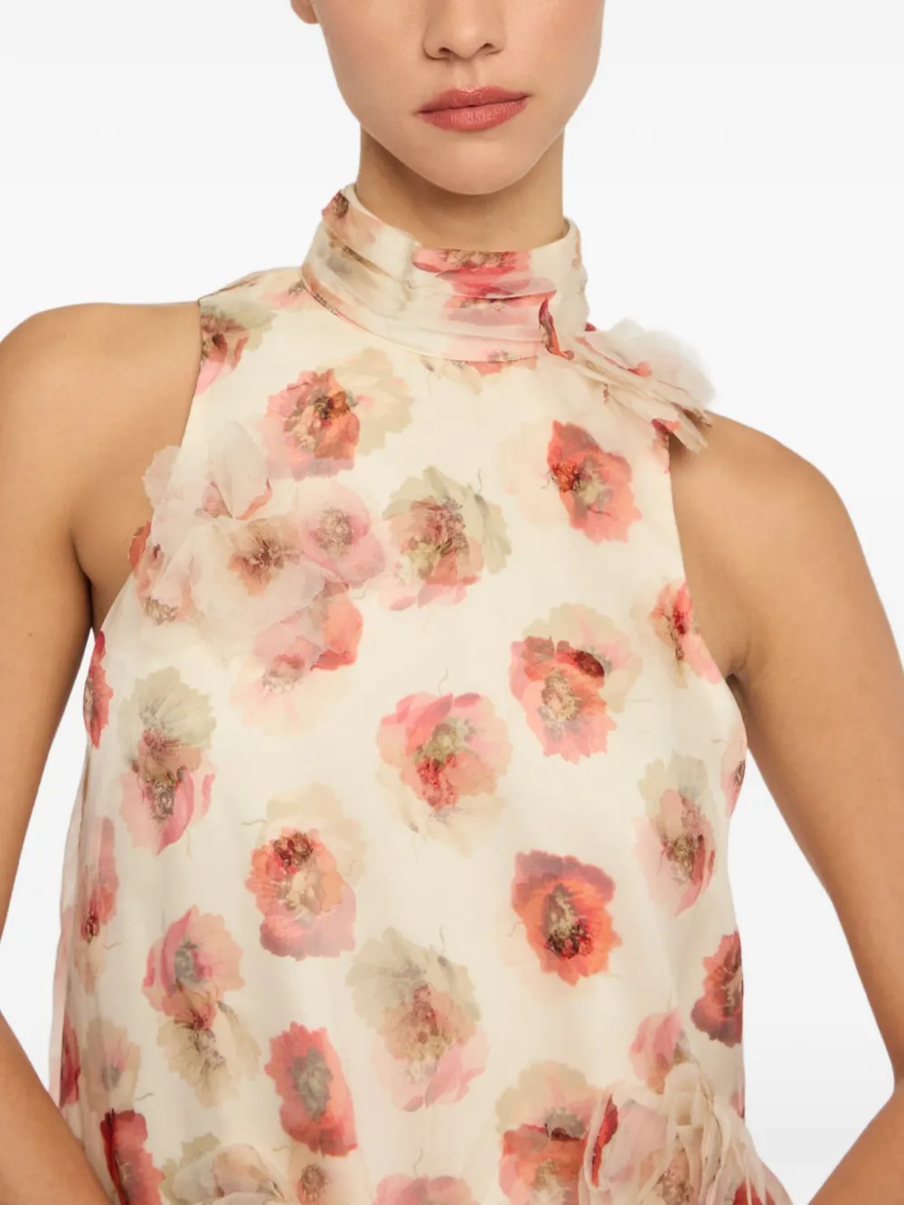 Cinq A Sept Jurk met bloemenpatch Beige