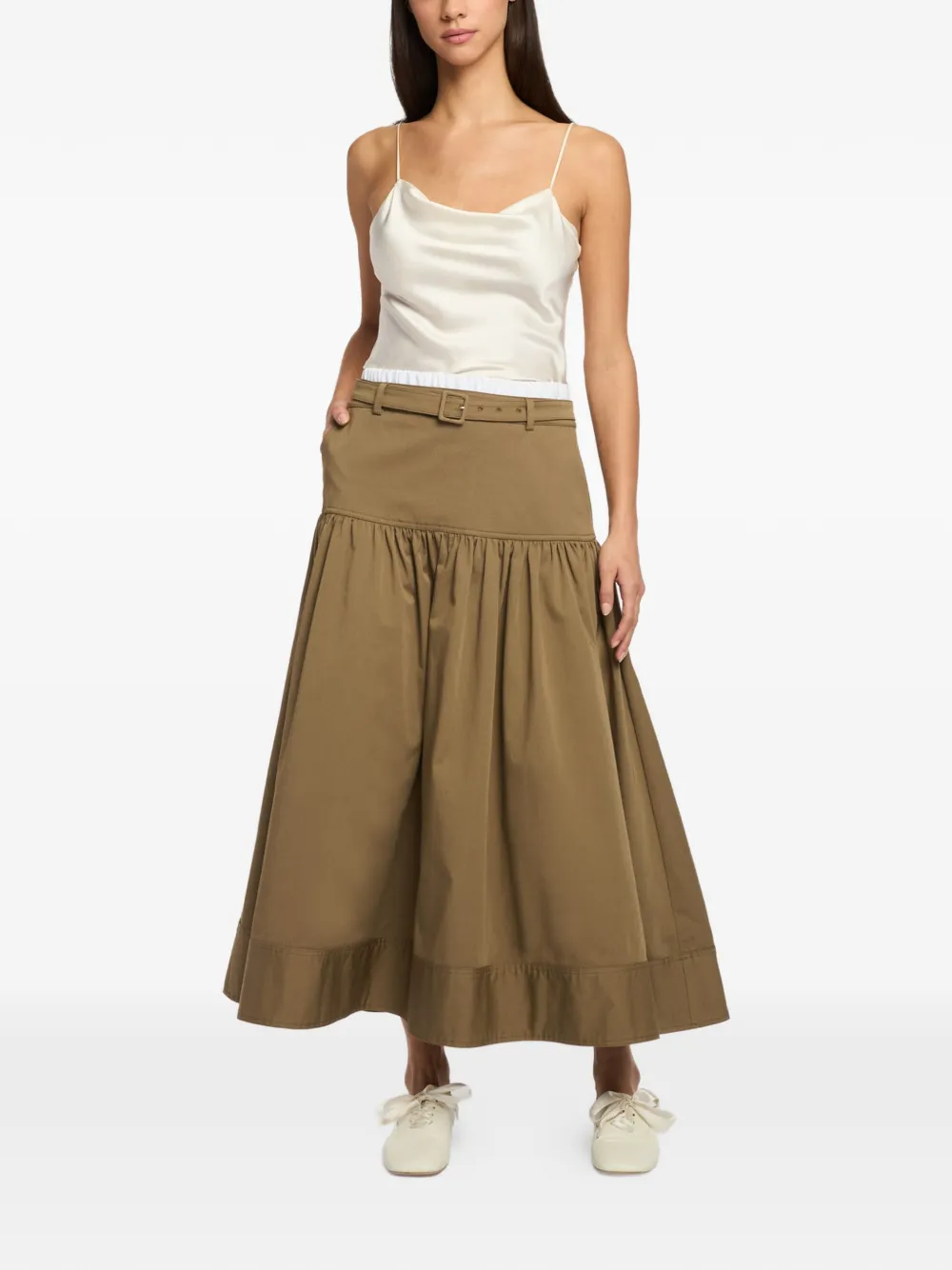 Cinq A Sept belted gathered skirt Bruin