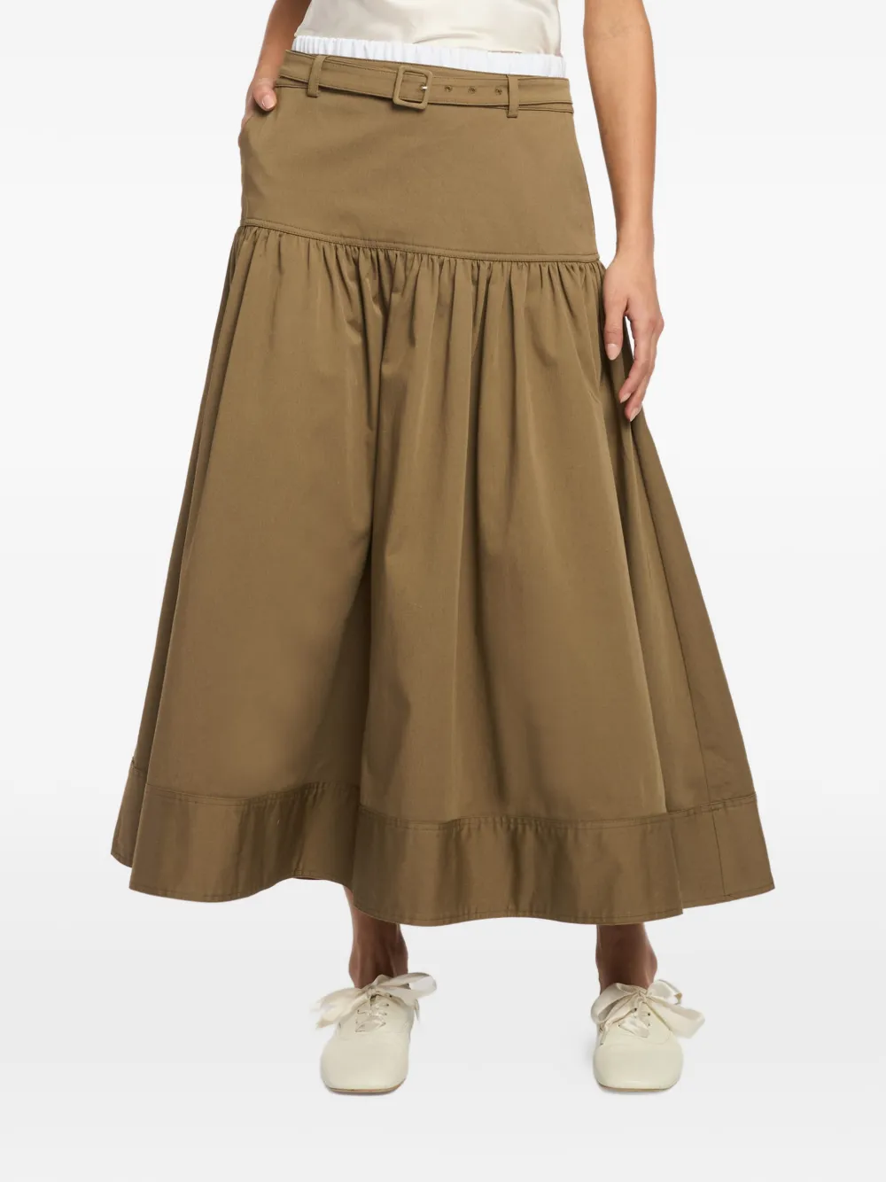 Cinq A Sept belted gathered skirt - Marrone