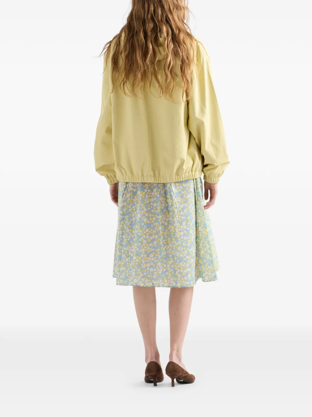 Prada Nappa leren jack met capuchon Geel