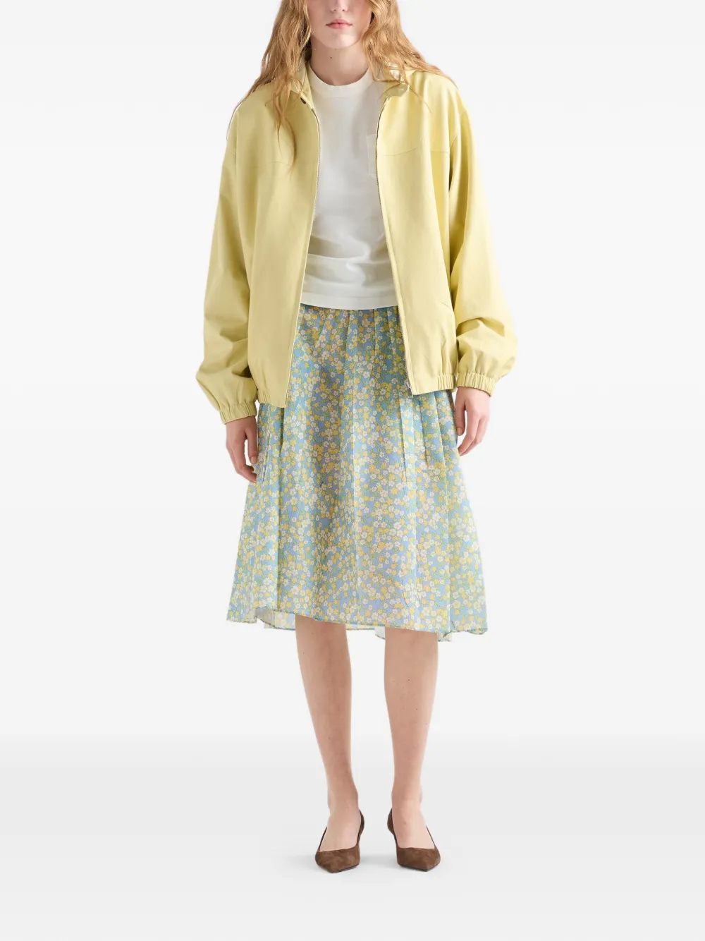 Prada hooded nappa leather jacket - Gelb