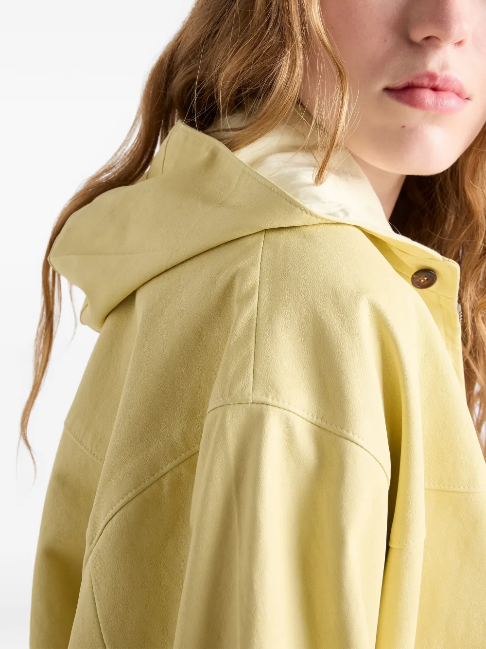 Prada フーデッド レザージャケット | イエロー | FARFETCH JP