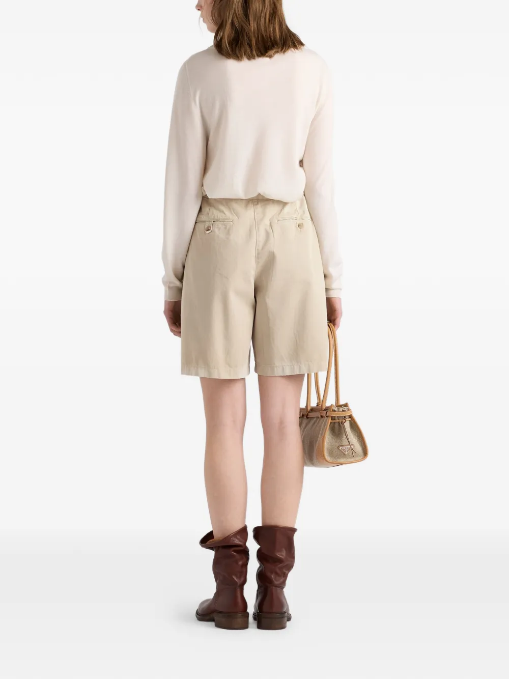 Prada Geverfde gabardine shorts Beige