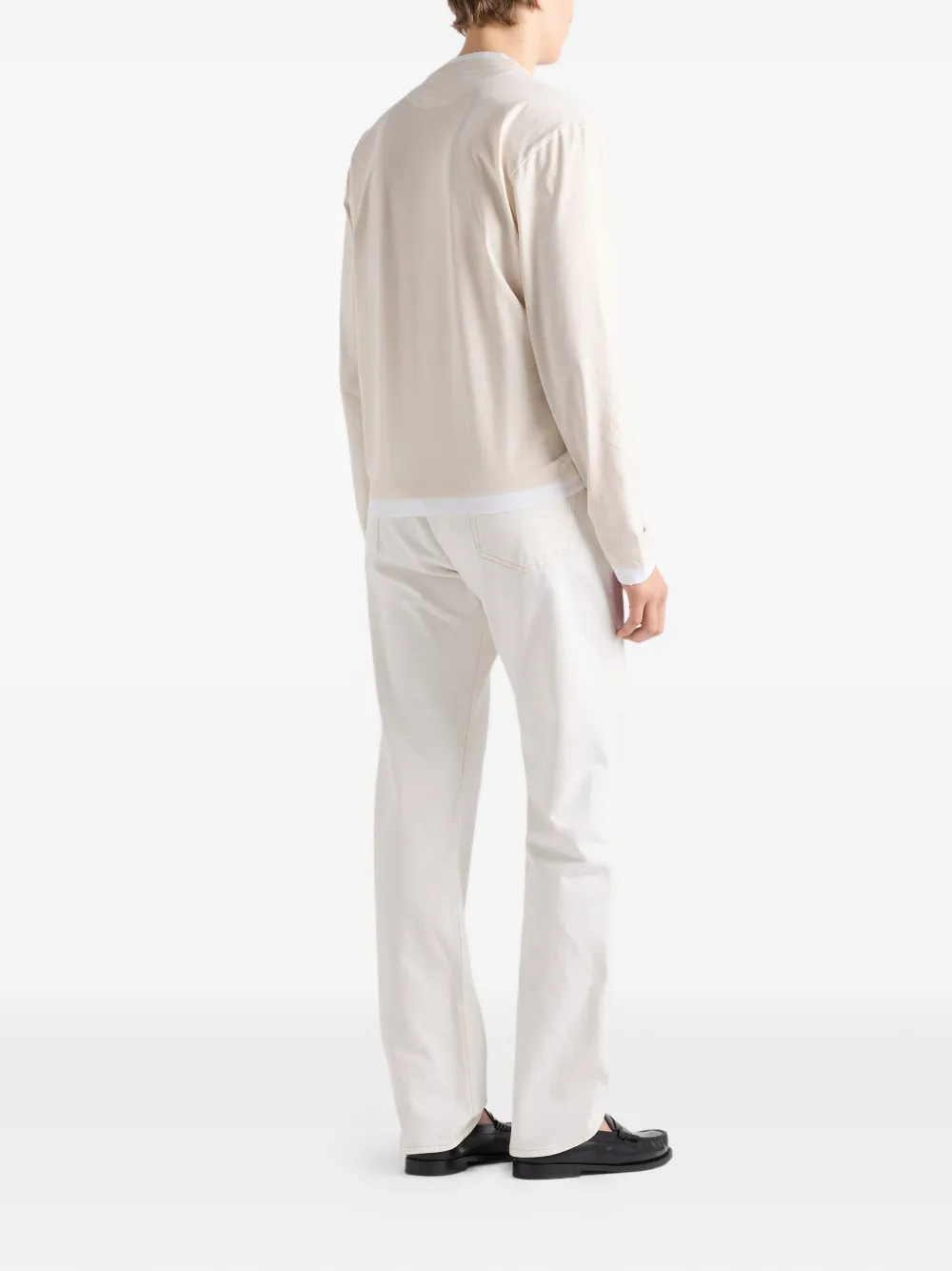 Prada Katoenen T-shirt met lange mouwen Beige