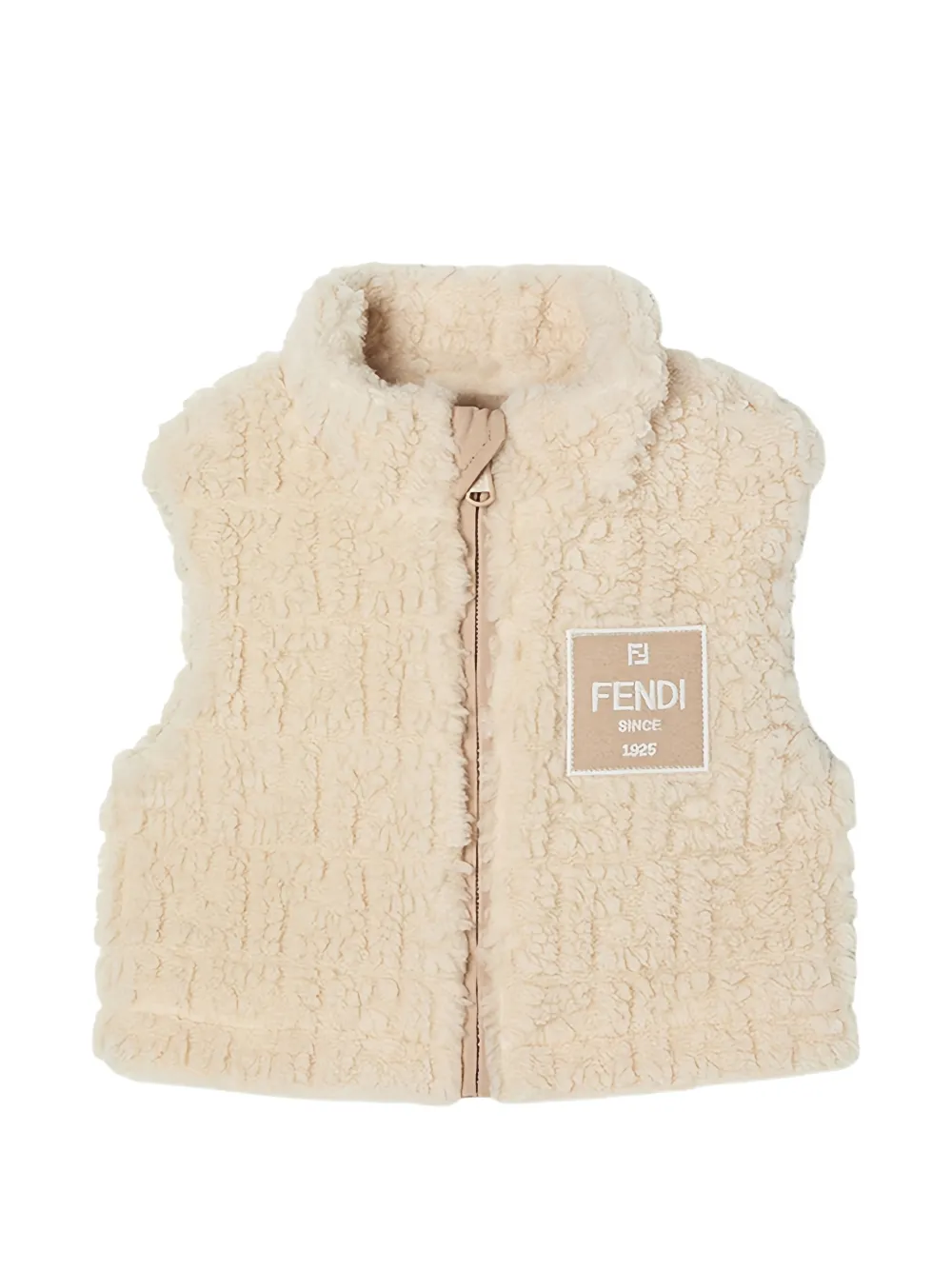 Fendi Kids Shearling-Weste mit FF - Nude