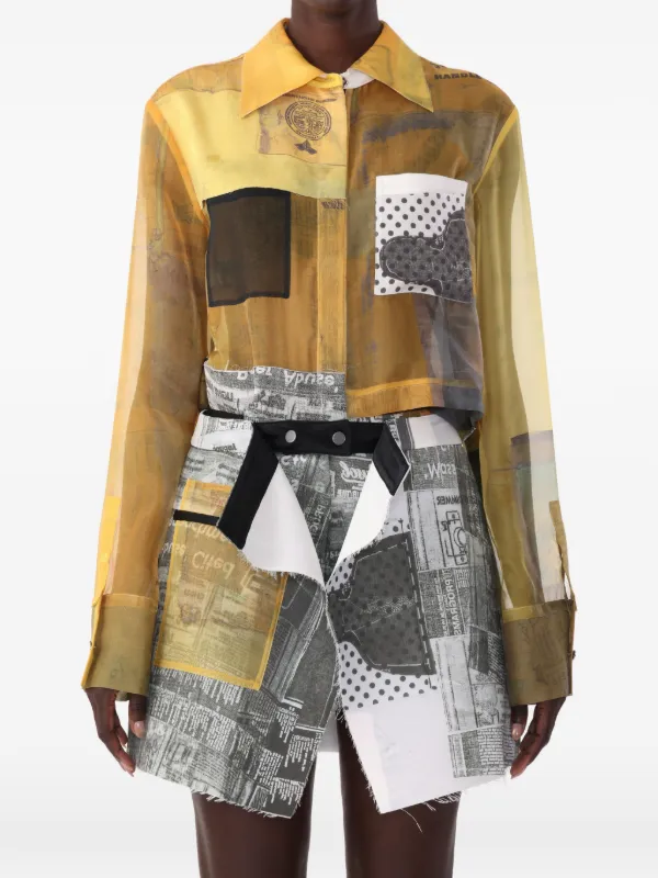 Jason Wu Collection X Robert Rauschenberg Long-sleeve Collage Shirt in Yellow