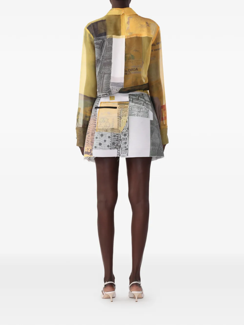 Jason Wu Collection X Robert Rauschenberg Long-sleeve Collage Shirt in Yellow, view 4