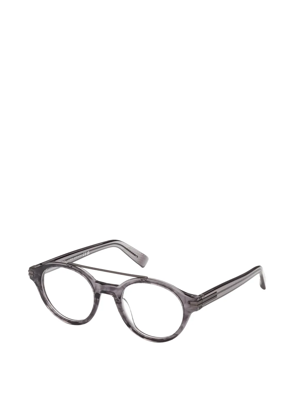 Zegna Gestreepte bril met rond montuur Grijs
