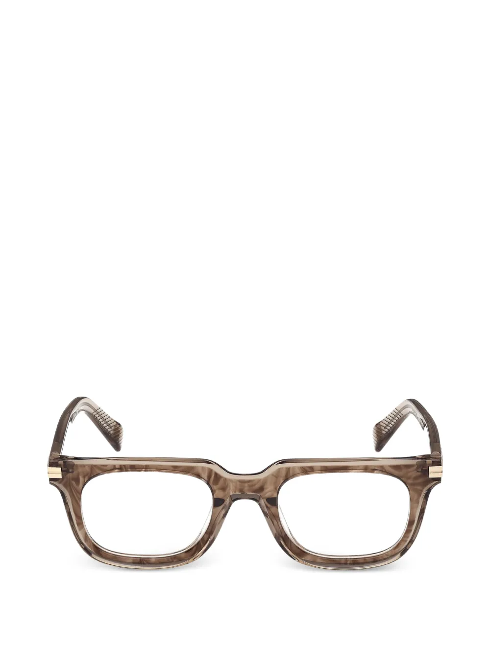 Zegna striped square-frame glasses - Marrone