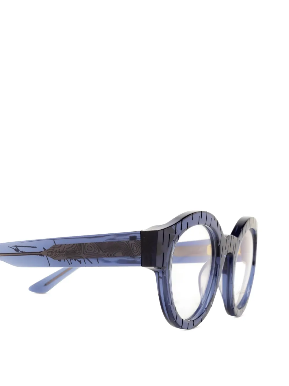 Yohji Yamamoto Bril met rond montuur Blauw