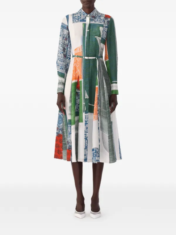 Jason Wu Collection X Robert Rauschenberg Platter-artwork Midi Shirt Dress in White
