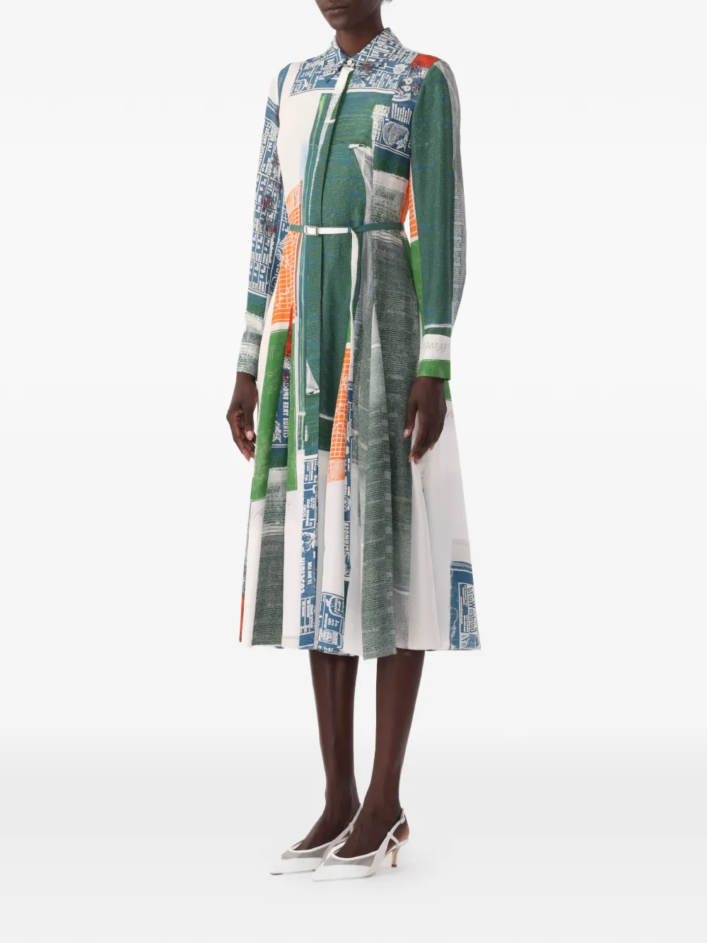  Jason Wu Collection Vestido Camisero Midi Con Motivo Artístico De Jason Wu Collection X Robert Rauschenberg - Blanco 