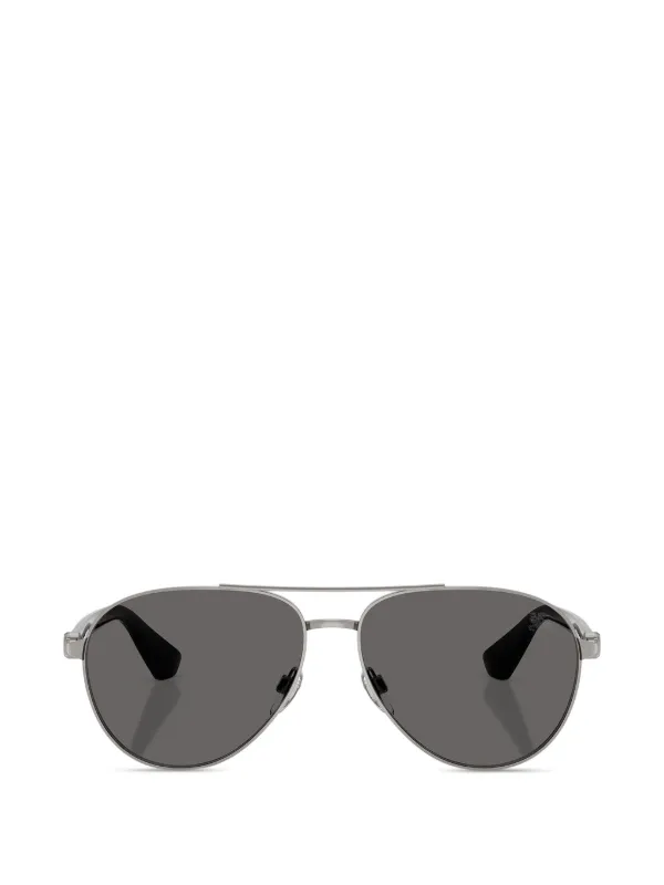 Burberry Silver Logo Aviator Sunglasses Burberry - Metal Logo Aviator Sunglasses - Silver - Burberry  main image 4