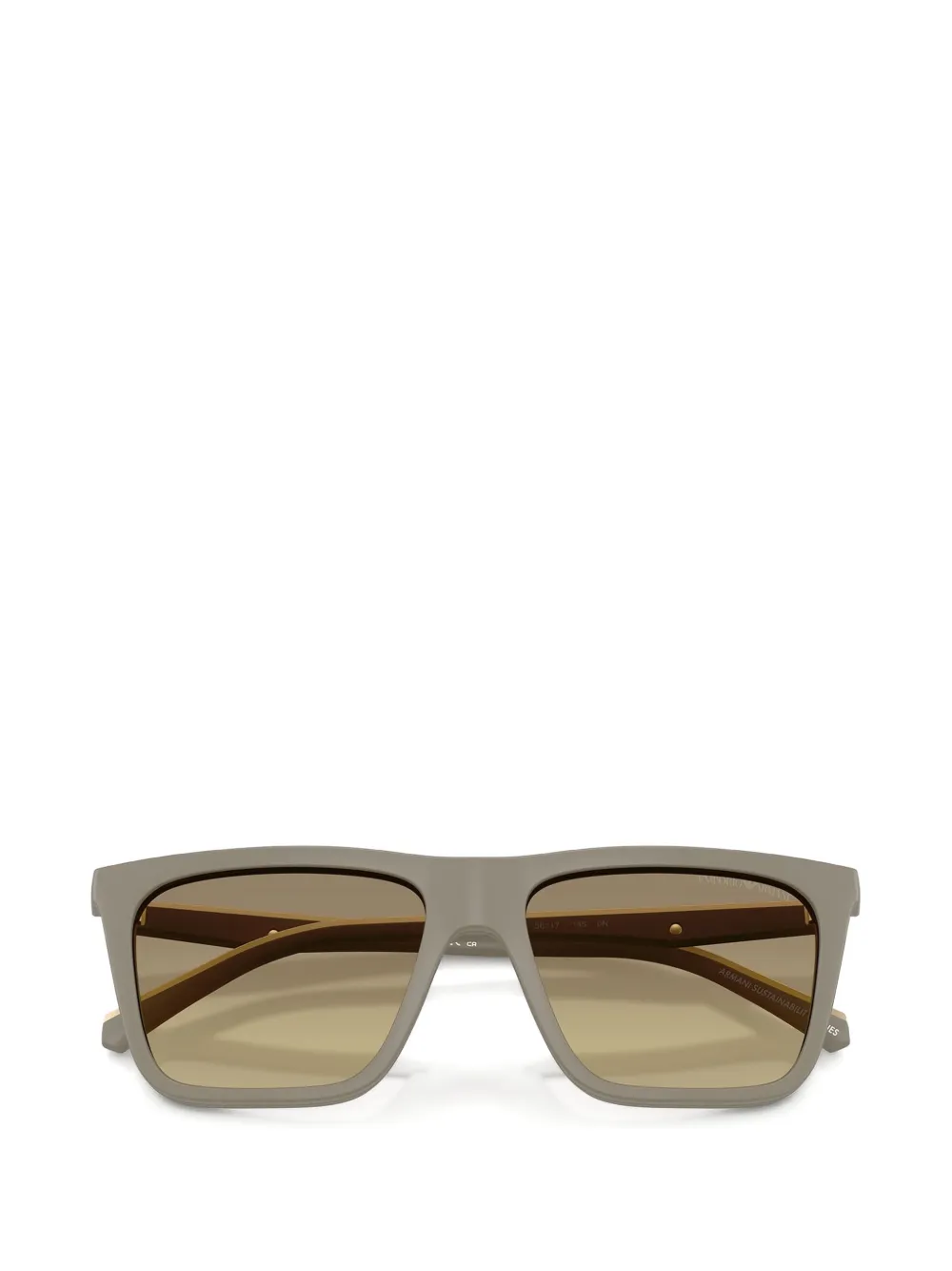 Emporio Armani Zonnebril met rechthoekig mat montuur Beige