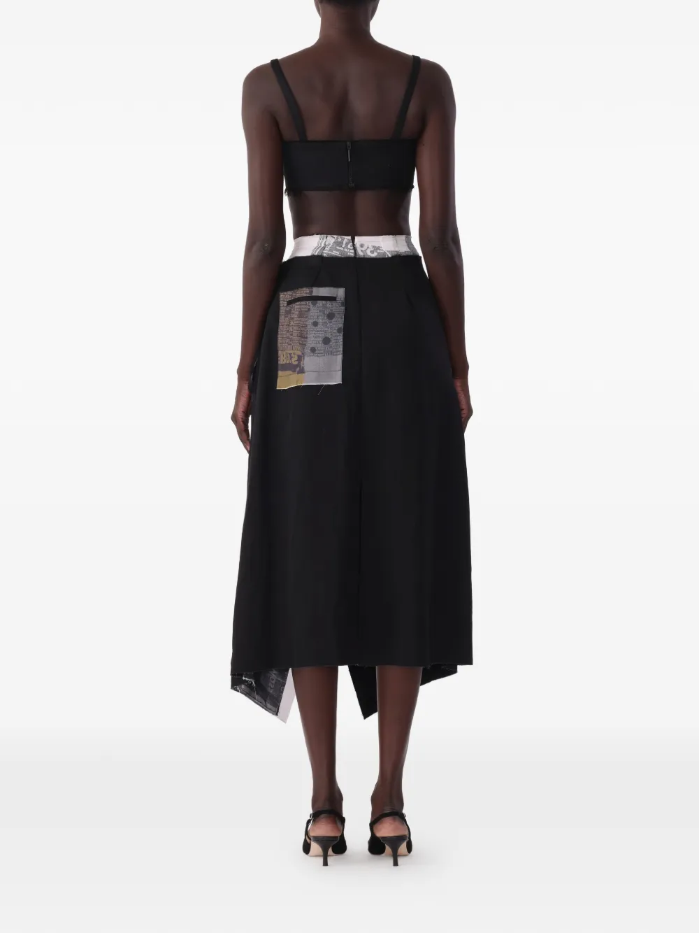 Jason Wu Collection X Robert Rauschenberg Collage Sheephead-artwork Midi Skirt in Black, view 3