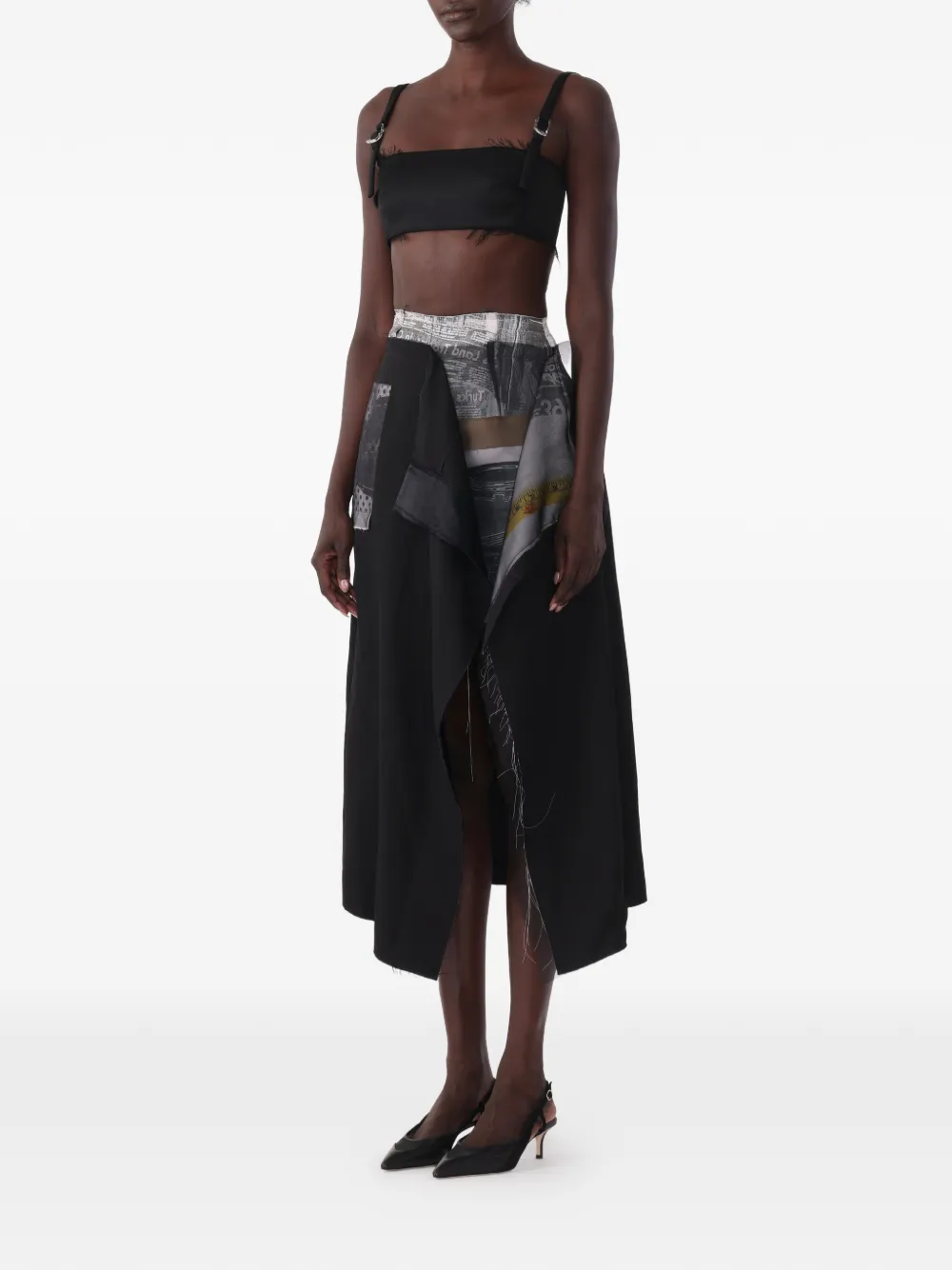 Jason Wu Collection X Robert Rauschenberg Collage Sheephead-artwork Midi Skirt in Black, view 2