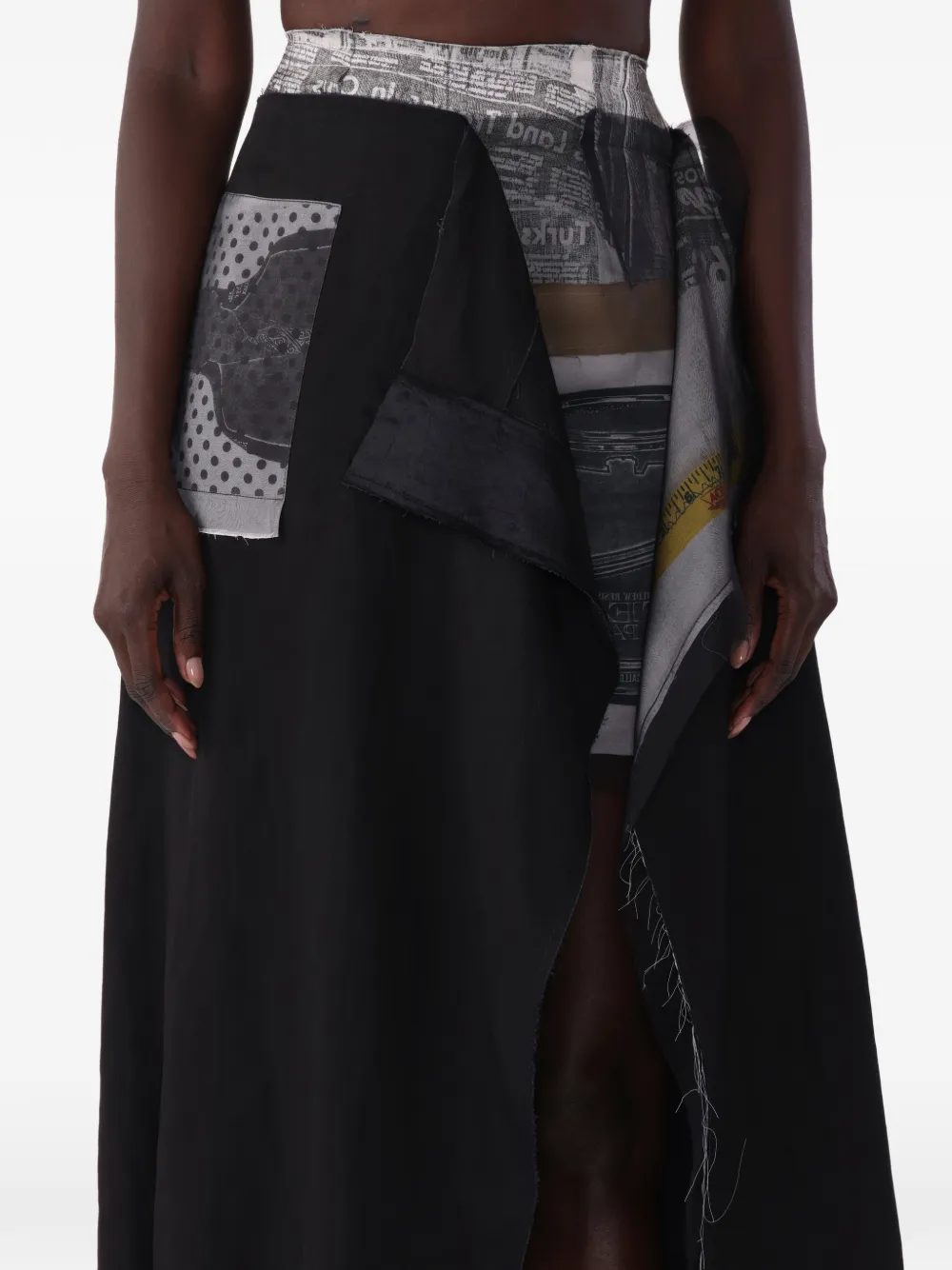 Jason Wu Collection X Robert Rauschenberg Collage Sheephead-artwork Midi Skirt in Black, view 4