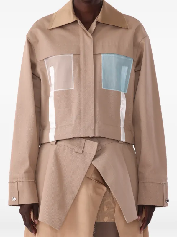 Jason Wu Collection X Robert Rauschenberg Boxy Twill Cropped Jacket in Brown