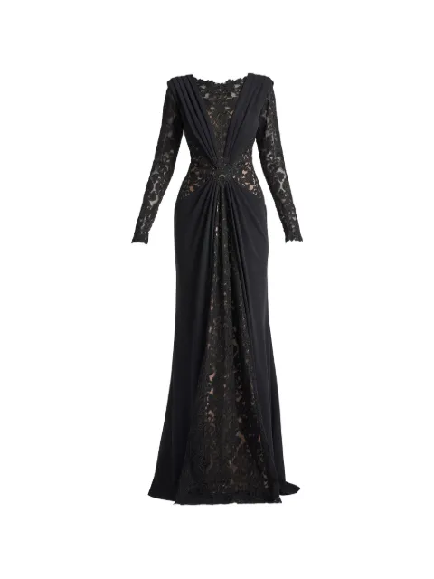Tadashi Shoji فستان ماكسي دانتيل بأكمام طويلة