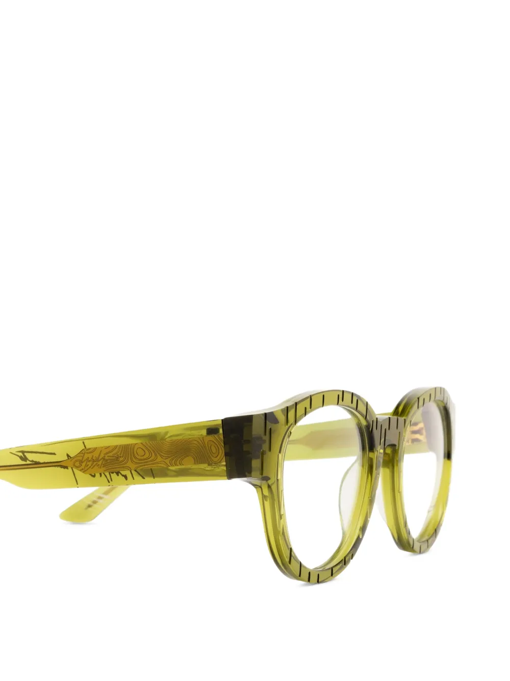 Yohji Yamamoto Bril met rond montuur Groen