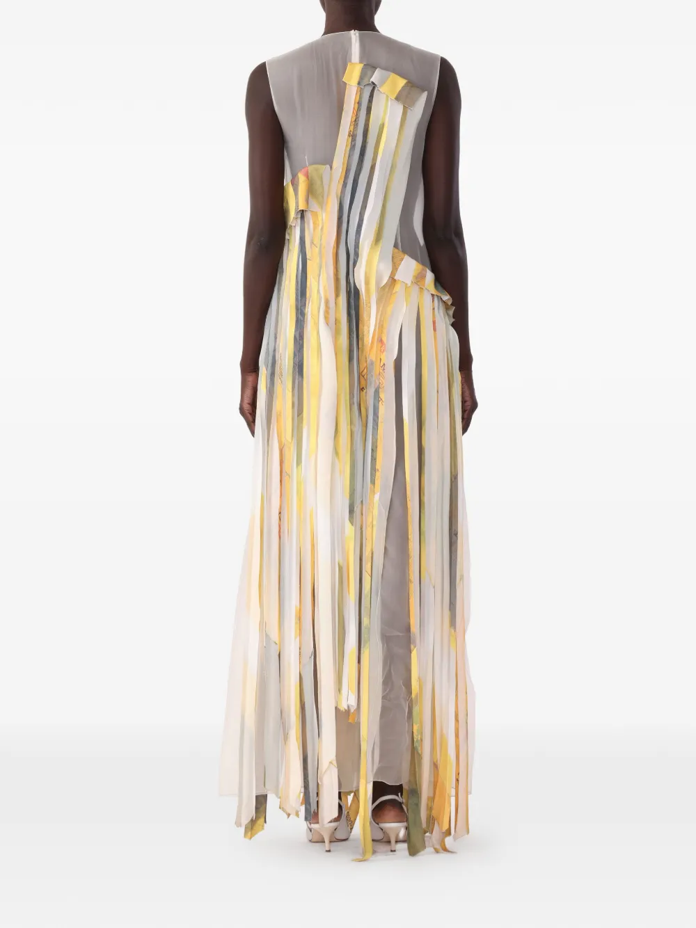 Jason Wu Collection X Robert Rauschenberg Sleeveless Strip Gown Dress in Yellow, view 4