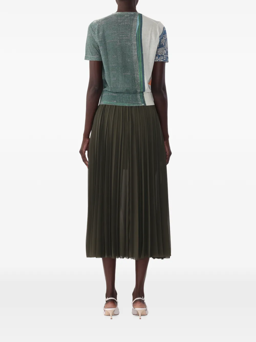 Jason Wu Collection X Robert Rauschenberg Artwork Short-sleeve Sweater in Green, view 3