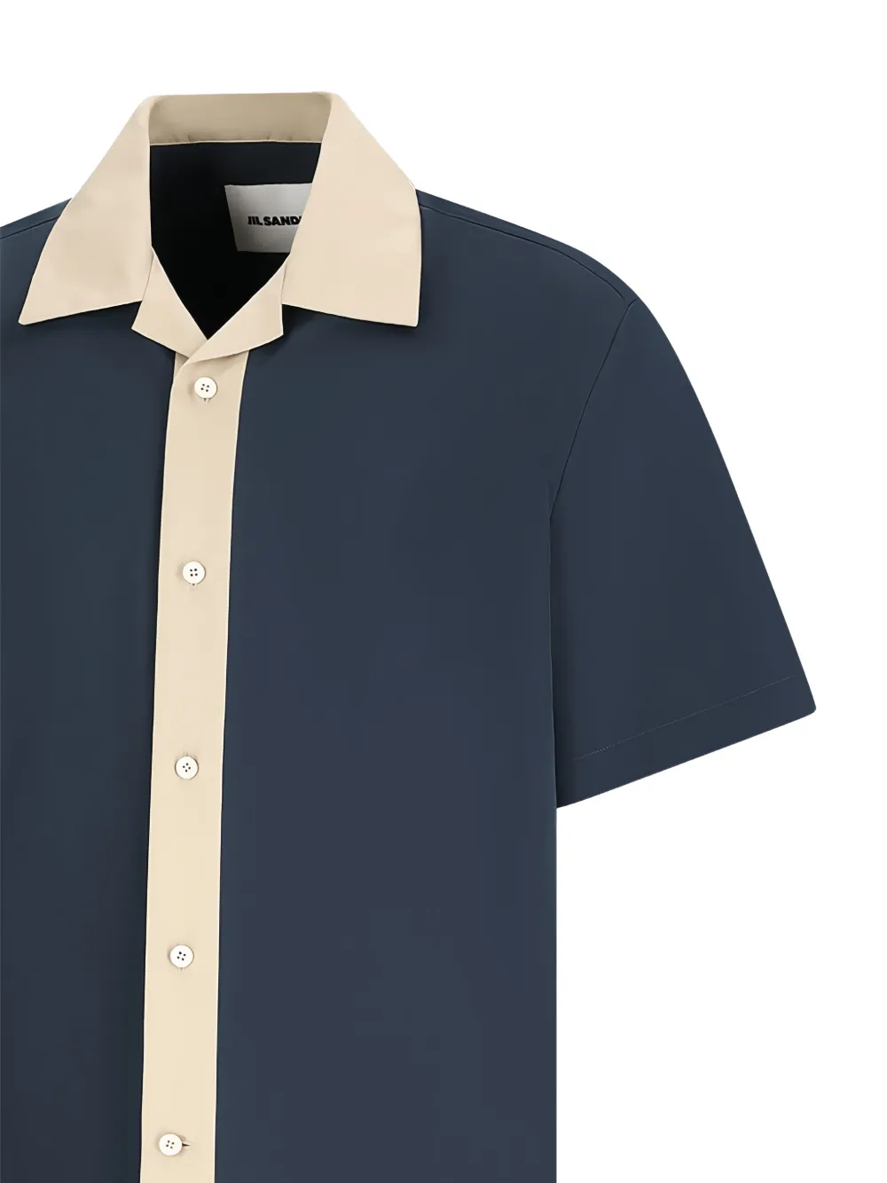 Jil Sander Overhemd met contrasterende kraag en korte mouwen Blauw