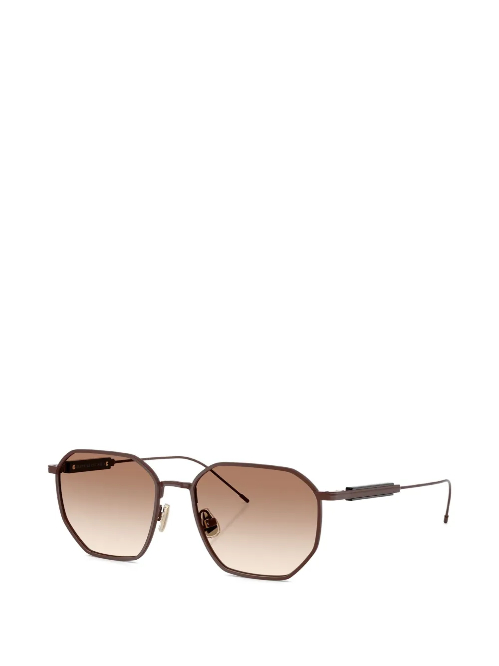 Brunello Cucinelli Zonnebril met geometrisch montuur Bruin